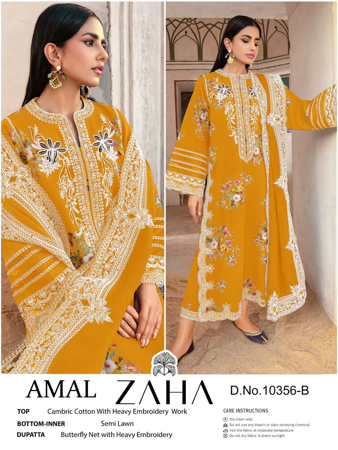 Amal By Embroidery Cambric Cotton Zaha Pakistani Suits Wholesale Price In Surat
